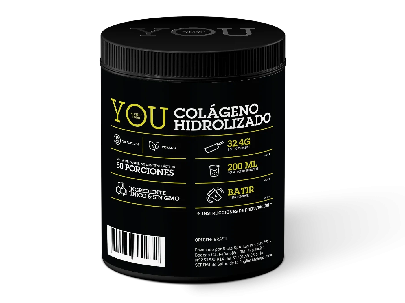 Envase de Honest Collagen, vista posterior