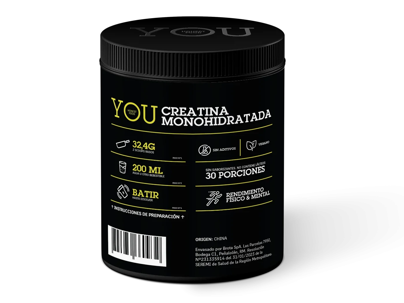 Envase de Honest Creatine, vista posterior
